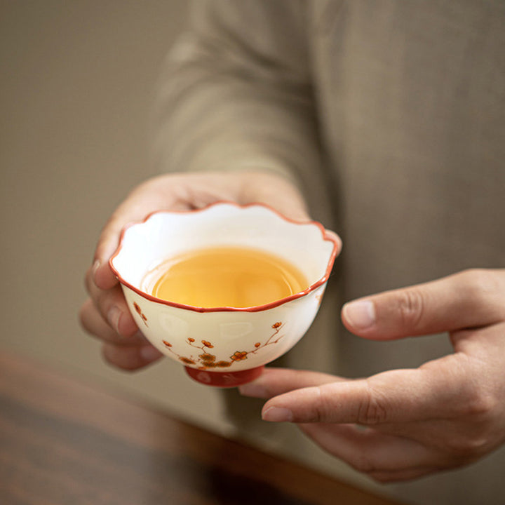 Buddha Stones White Porcelain Flowers Ceramic Gaiwan Sancai Teacup Kung Fu Tea Cup And Saucer With Lid - image 12