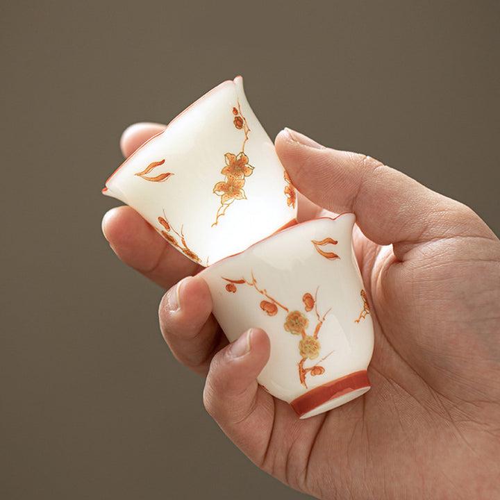 Buddha Stones White Porcelain Flowers Ceramic Gaiwan Sancai Teacup Kung Fu Tea Cup And Saucer With Lid - image 14