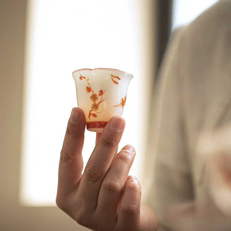 Buddha Stones White Porcelain Flowers Ceramic Gaiwan Sancai Teacup Kung Fu Tea Cup And Saucer With Lid - image 15