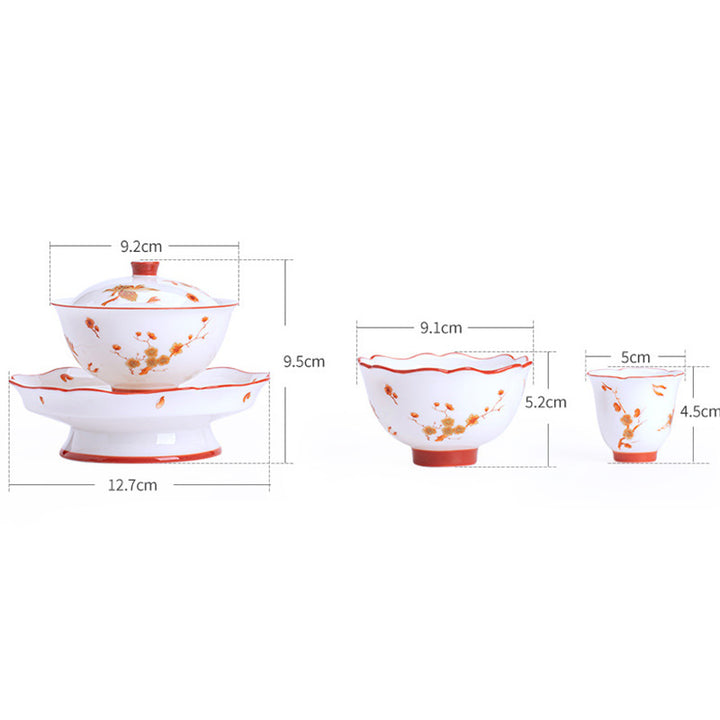 Buddha Stones White Porcelain Flowers Ceramic Gaiwan Sancai Teacup Kung Fu Tea Cup And Saucer With Lid - image 18