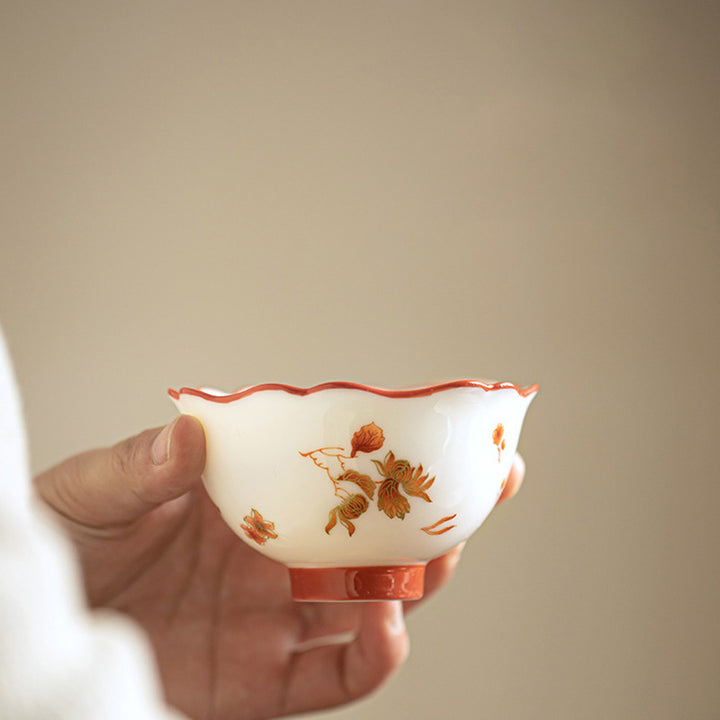Buddha Stones White Porcelain Flowers Ceramic Gaiwan Sancai Teacup Kung Fu Tea Cup And Saucer With Lid - image 11