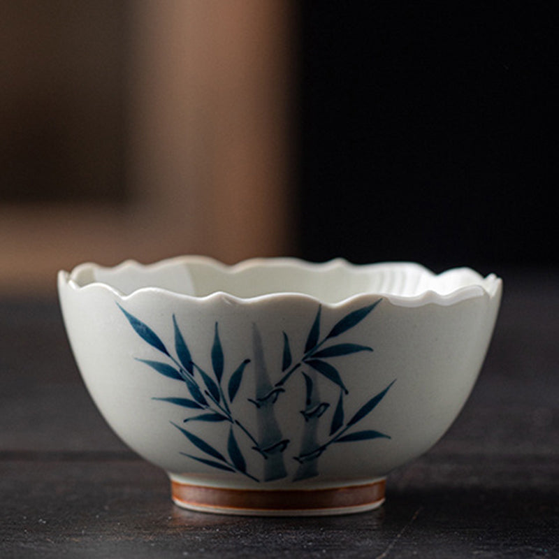 Buddha Stones Small Blue Bamboo Leaves Ceramic Teacup Kung Fu Tea Cup Bowl - image 5