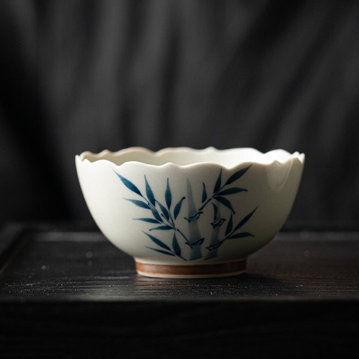 Buddha Stones Small Blue Bamboo Leaves Ceramic Teacup Kung Fu Tea Cup Bowl - image 1