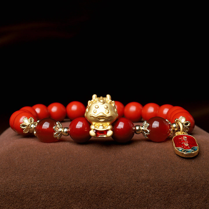 Buddha Stones Year of the Dragon Natural Cinnabar Ingot Protection Bracelet - image 5