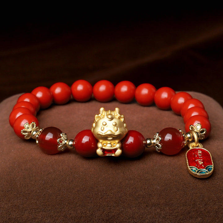 Buddha Stones Year of the Dragon Natural Cinnabar Ingot Protection Bracelet - image 6