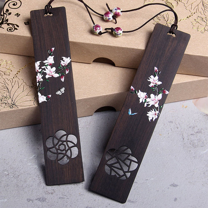 Buddha Stones Butterfly Flower Ebony Wood Bookmarks With Gift Box - image 7