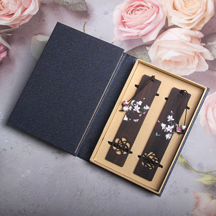 Buddha Stones Butterfly Flower Ebony Wood Bookmarks With Gift Box - image 10