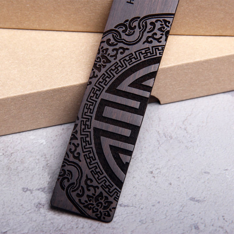 Buddha Stones Zen Enlightenment Quotes Ebony Wood Small Leaf Red Sandalwood Bookmarks With Gift Box - image 2