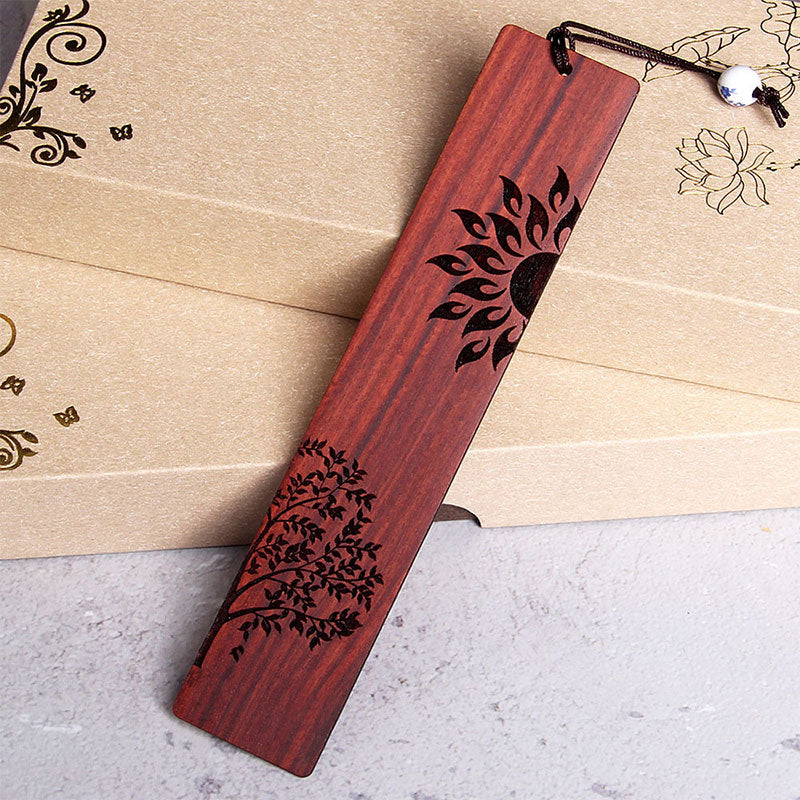 Buddha Stones Sun Tree Ebony Wood Small Leaf Red Sandalwood Bookmarks With Gift Box - Small Leaf Red Sandalwood Sun Tree - image 5