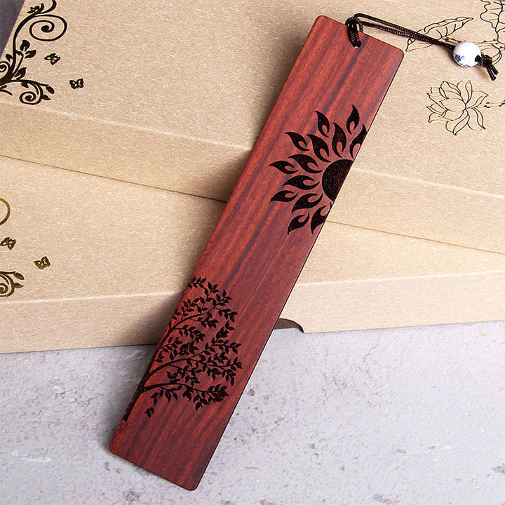 Buddha Stones Sun Tree Ebony Wood Small Leaf Red Sandalwood Bookmarks With Gift Box - Small Leaf Red Sandalwood Sun Tree - image 5
