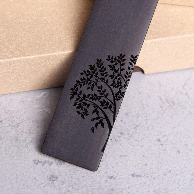 Buddha Stones Sun Tree Ebony Wood Small Leaf Red Sandalwood Bookmarks With Gift Box - image 4