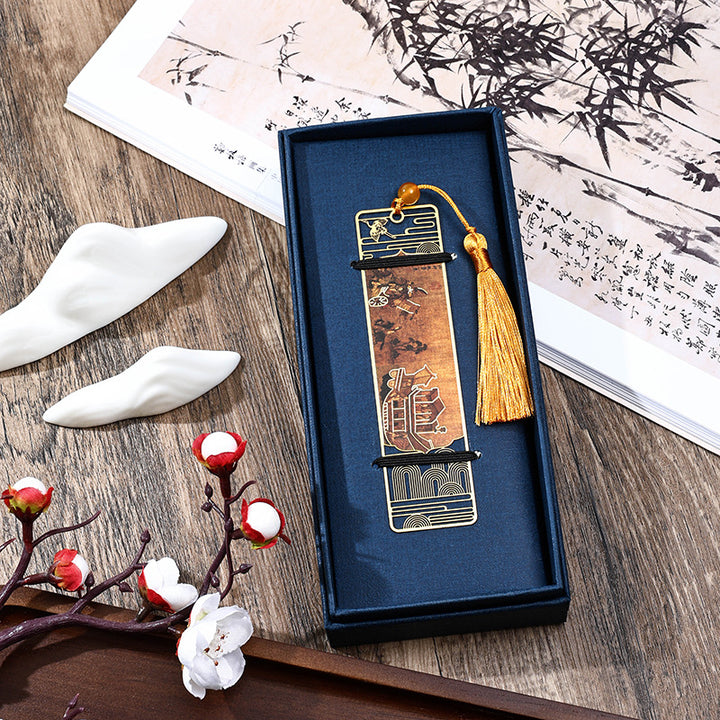 Buddha Stones A Panorama of Rivers and Mountains Metal Hollow Bookmarks Tassel With Gift Box - The Goddess of the Luoshen - image 7