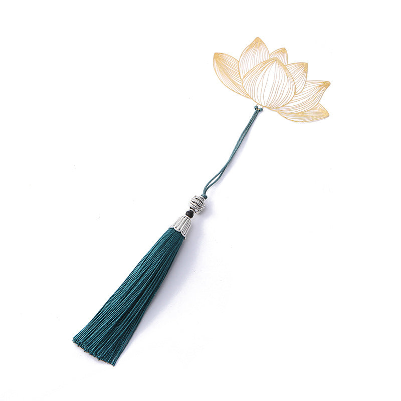 Buddha Stones Lotus Flower New Beginning Metal Brass Hollow Bookmark - image 5