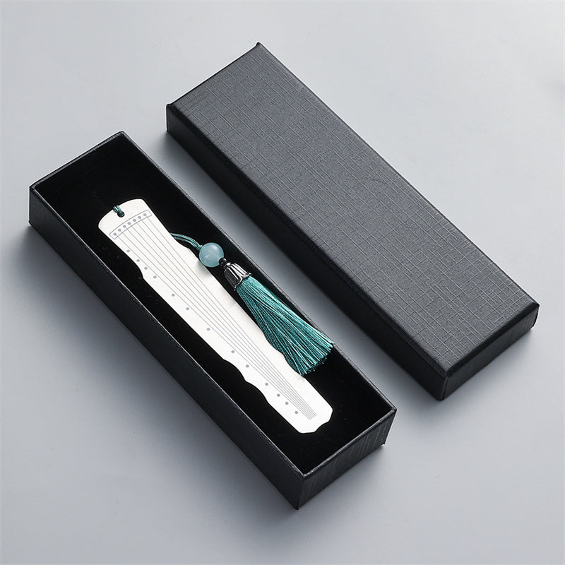 Buddha Stones Classical Musical Instruments Pipa Guzheng Guqin Ruan Metal Bookmarks Tassel With Gift Box - Silver - Guqin-Gift Box - image 5