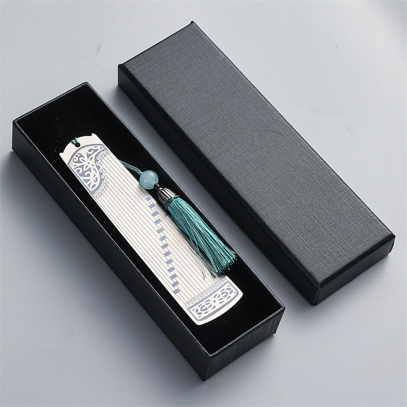 Buddha Stones Classical Musical Instruments Pipa Guzheng Guqin Ruan Metal Bookmarks Tassel With Gift Box - Silver - Guzheng-Gift Box - image 4