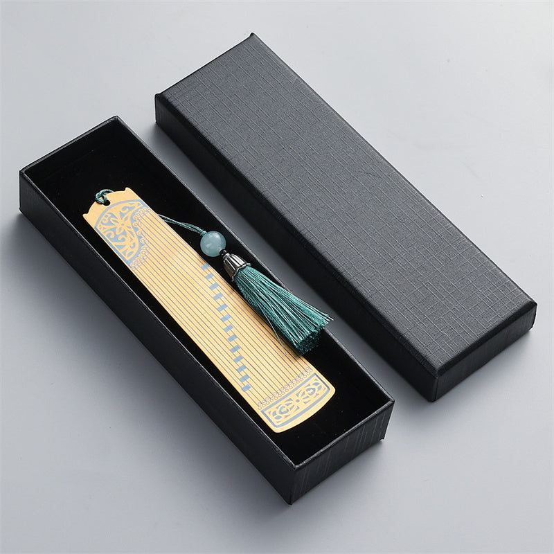 Buddha Stones Classical Musical Instruments Pipa Guzheng Guqin Ruan Metal Bookmarks Tassel With Gift Box - Gold - Guzheng-Gift Box - image 10