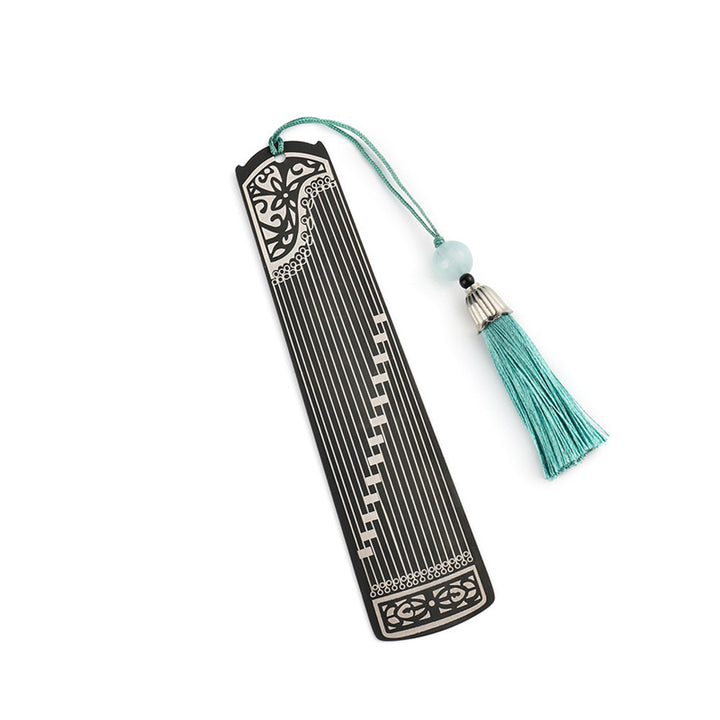 Buddha Stones Classical Musical Instruments Pipa Guzheng Guqin Ruan Metal Bookmarks Tassel With Gift Box - image 21