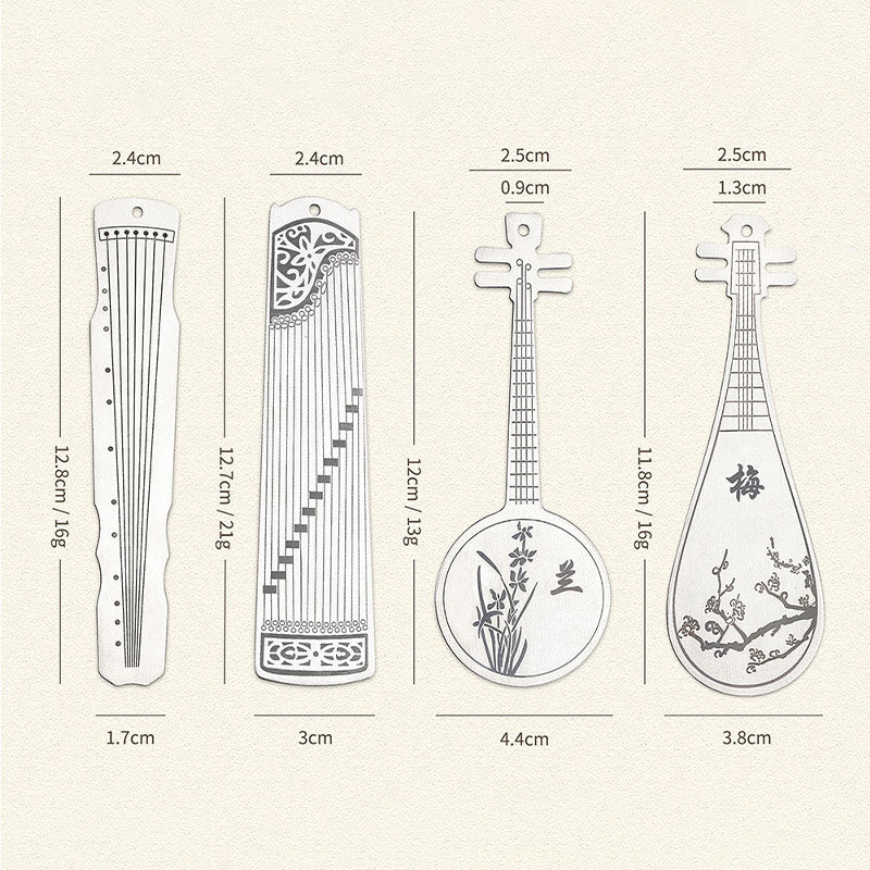 Buddha Stones Classical Musical Instruments Pipa Guzheng Guqin Ruan Metal Bookmarks Tassel With Gift Box - image 31