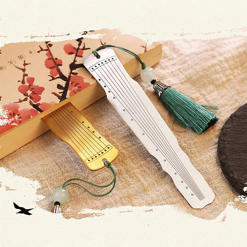 Buddha Stones Classical Musical Instruments Pipa Guzheng Guqin Ruan Metal Bookmarks Tassel With Gift Box - image 25