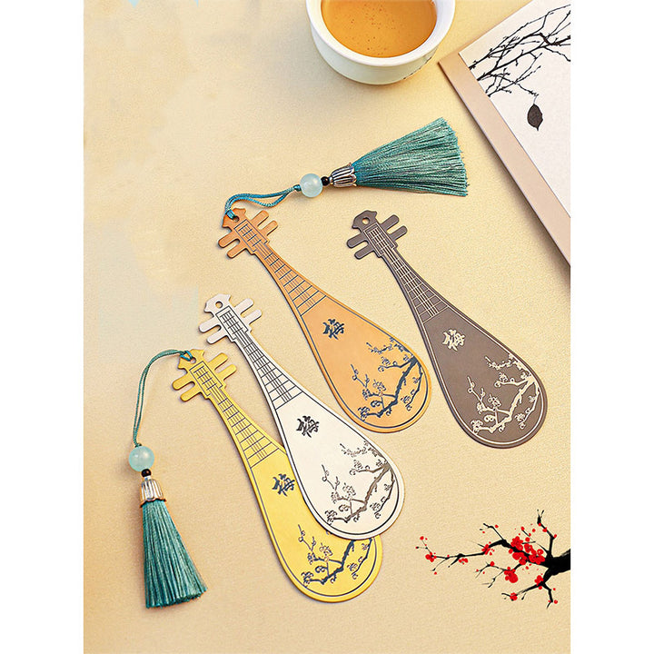 Buddha Stones Classical Musical Instruments Pipa Guzheng Guqin Ruan Metal Bookmarks Tassel With Gift Box - image 29