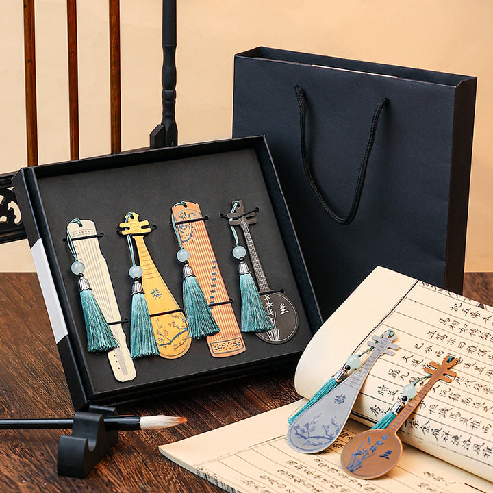 Buddha Stones Classical Musical Instruments Pipa Guzheng Guqin Ruan Metal Bookmarks Tassel With Gift Box - image 32