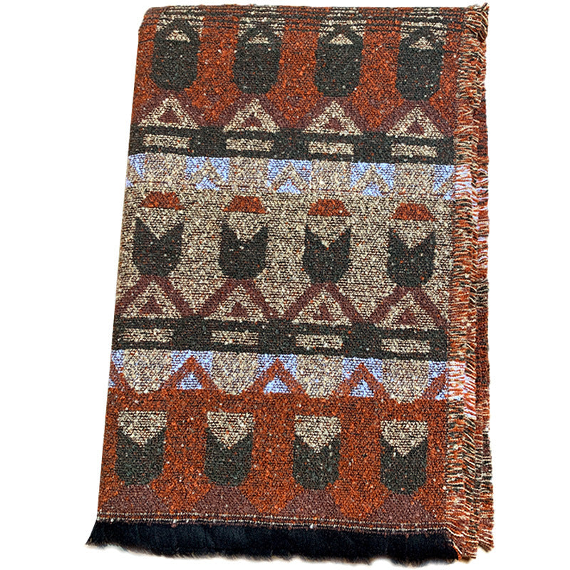 Buddha Stones Tibetan Shawl Classic Geometry Pattern Winter Cozy Travel Scarf Wrap - image 6