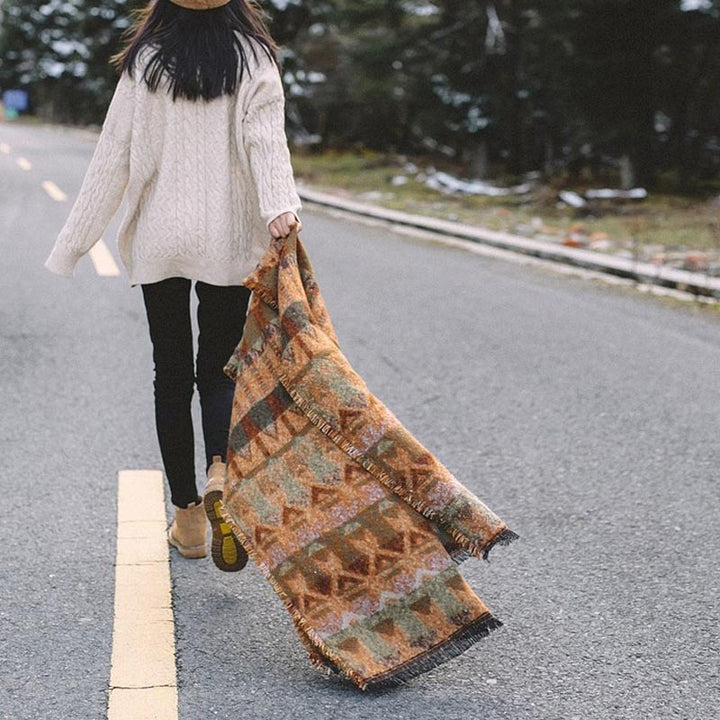 Buddha Stones Tibetan Shawl Classic Geometry Pattern Winter Cozy Travel Scarf Wrap - image 9