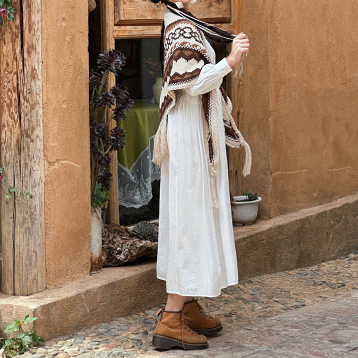 Buddha Stones Tibetan Striped Brown Beige Tassel Shawl Winter Cozy Travel Scarf Wrap - image 8