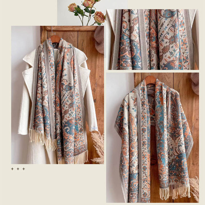 Buddha Stones Tibetan Flower Branch Tassel Shawl Cozy Travel Scarf Wrap - image 9