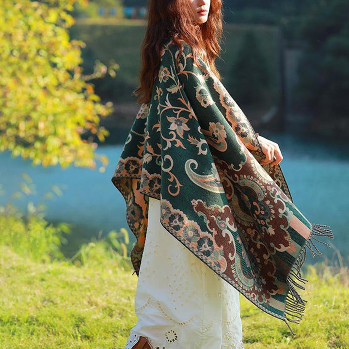 Buddha Stones Tibetan Flowers Leaves Branch Design Tassel Shawl Cozy Travel Scarf Wrap - image 23