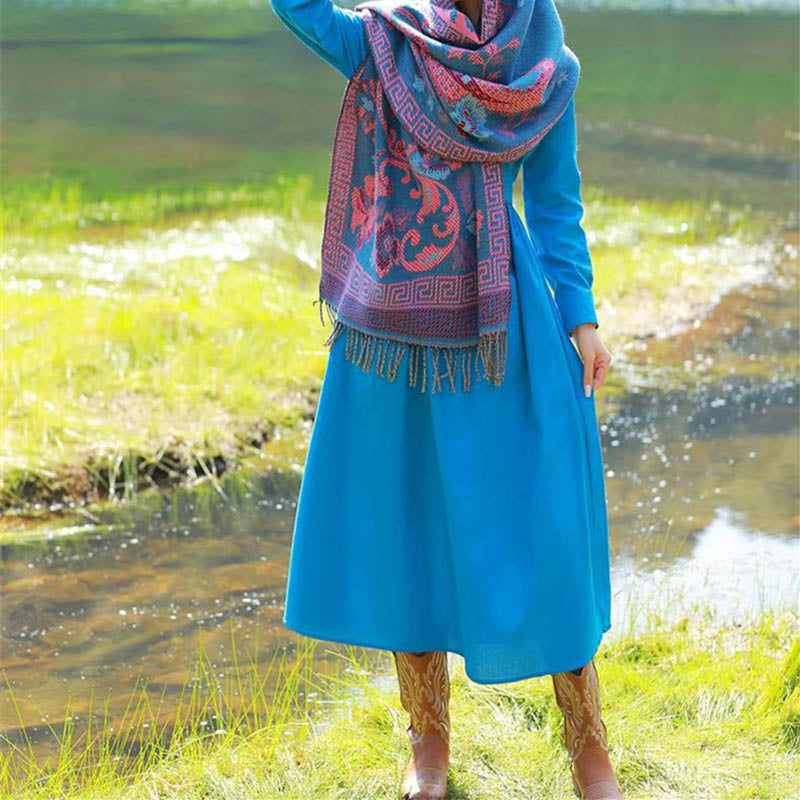 Buddha Stones Tibetan Flowers Leaves Pattern Design Shawl Cozy Travel Scarf Wrap - image 16