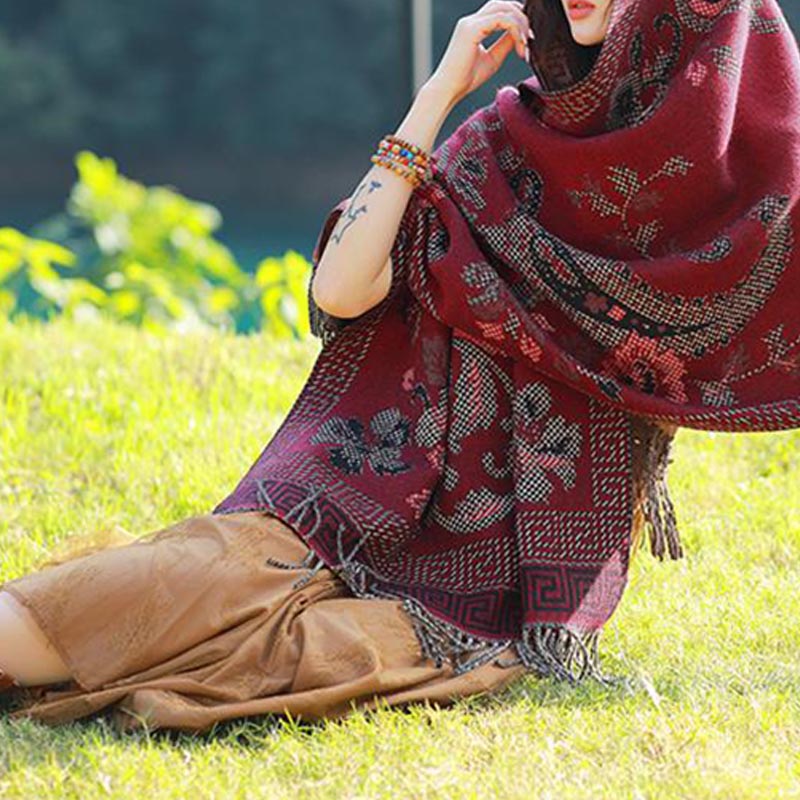 Buddha Stones Tibetan Flowers Leaves Pattern Design Shawl Cozy Travel Scarf Wrap - image 29