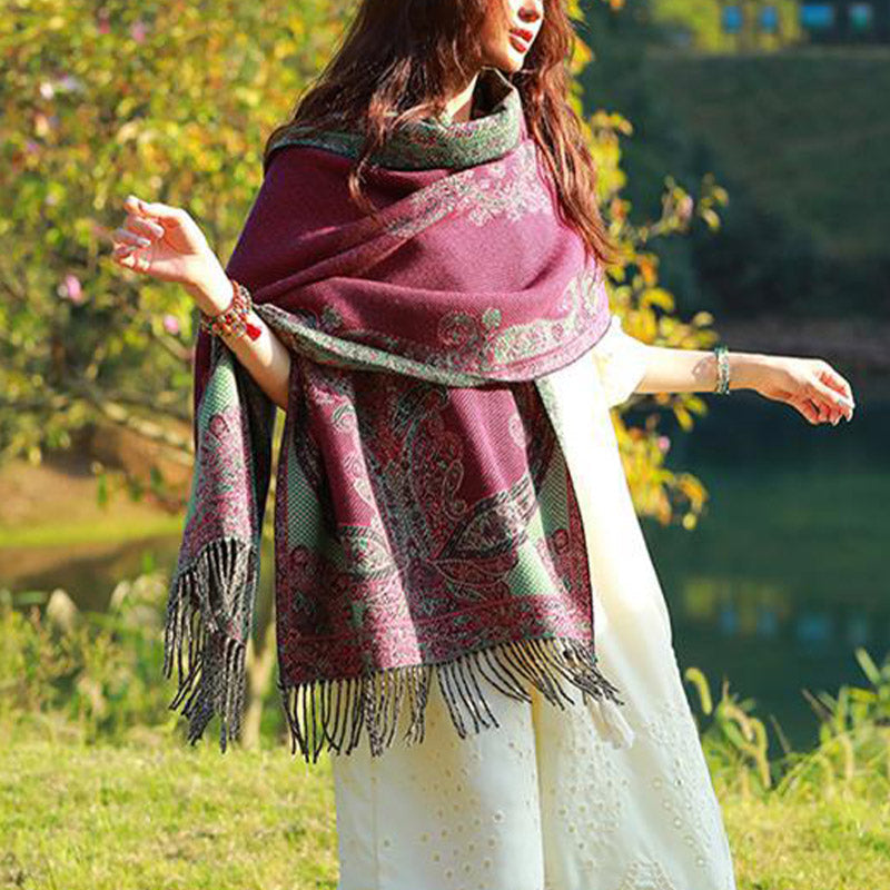 Buddha Stones Tibetan Vine Leaves Pattern Design Shawl Cozy Travel Scarf Wrap - image 18