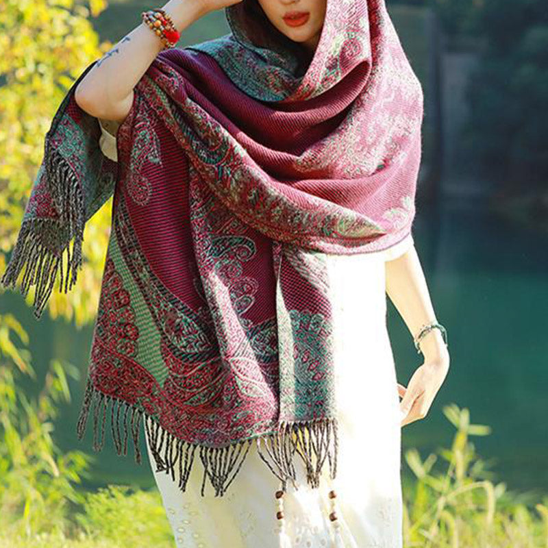Buddha Stones Tibetan Vine Leaves Pattern Design Shawl Cozy Travel Scarf Wrap - image 21