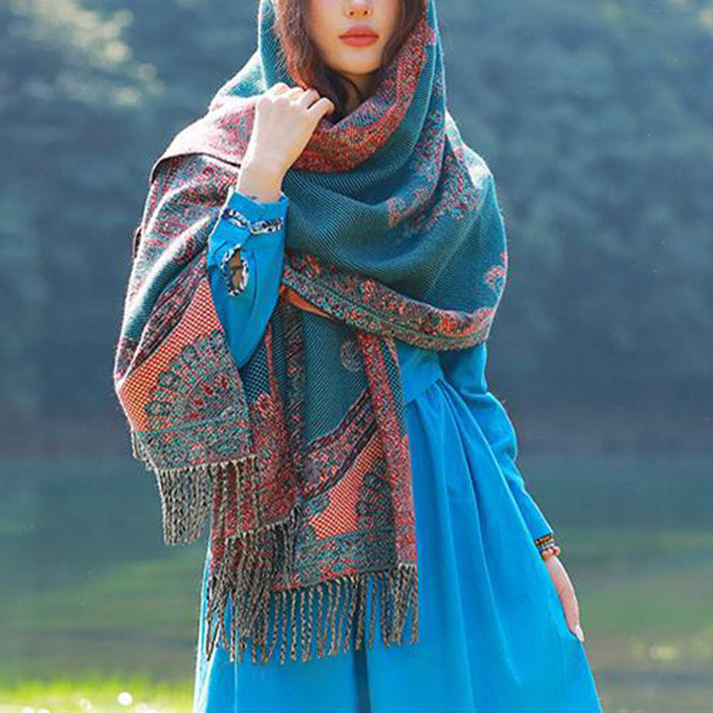 Buddha Stones Tibetan Vine Leaves Pattern Design Shawl Cozy Travel Scarf Wrap - image 28