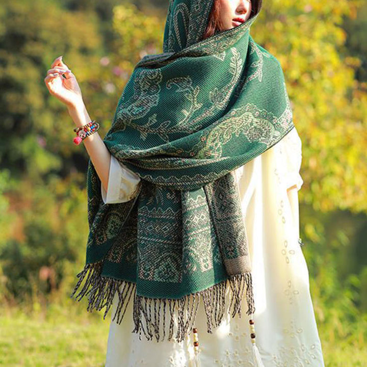 Buddha Stones Vintage Tibetan Leaves Pattern Design Shawl Cozy Travel Scarf Wrap - image 29