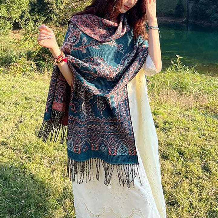 Buddha Stones Vintage Tibetan Leaves Pattern Design Shawl Cozy Travel Scarf Wrap - image 33