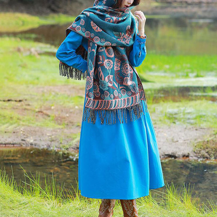 Buddha Stones Tibetan Flower Floral Leaves Pattern Design Shawl Cozy Travel Scarf Wrap - image 5