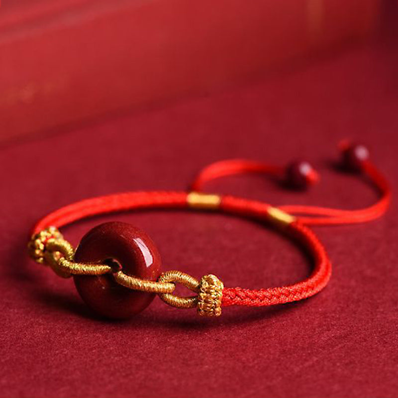 Buddha Stones Handcrafted Cinnabar Peace Buckle Pattern Concentration Braided Bracelet - image 10