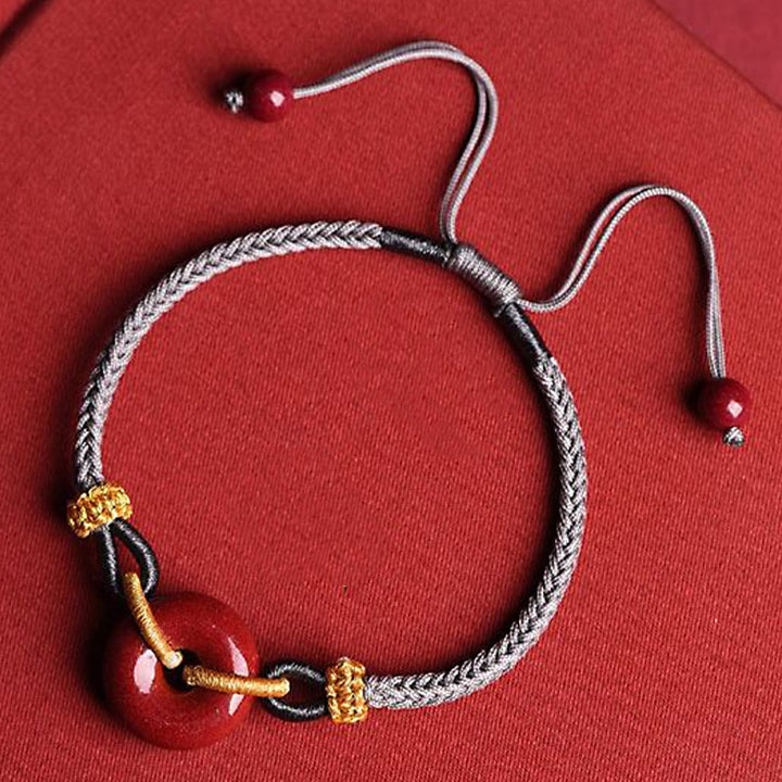 Buddha Stones Handcrafted Cinnabar Peace Buckle Pattern Concentration Braided Bracelet - image 17