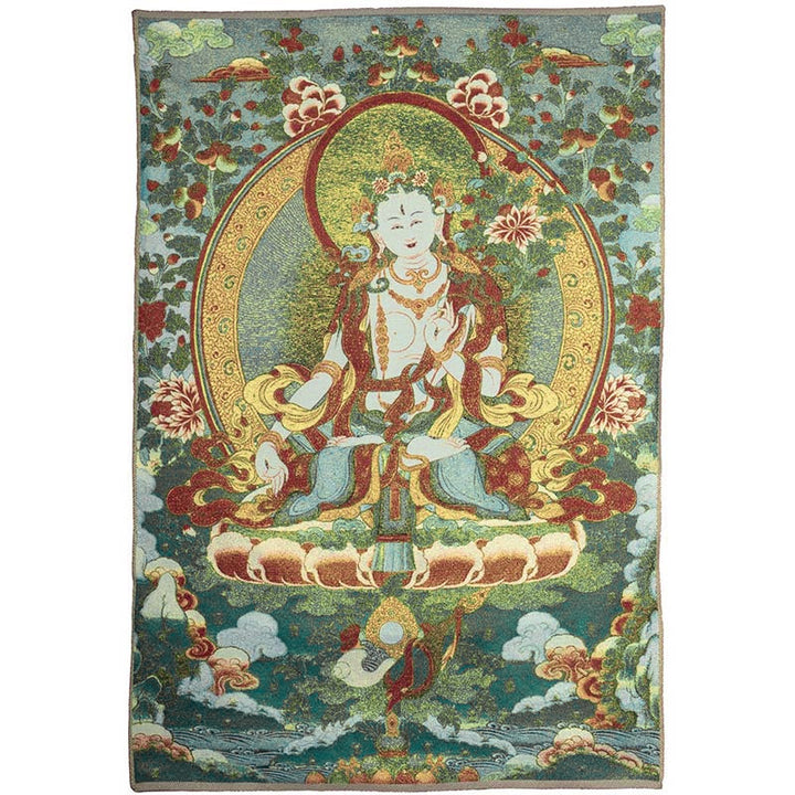 Buddha Stones Tibetan Embroidery White Tara Thangka Tapestry Wall Hanging Wall Art Meditation for Home Decor - image 10