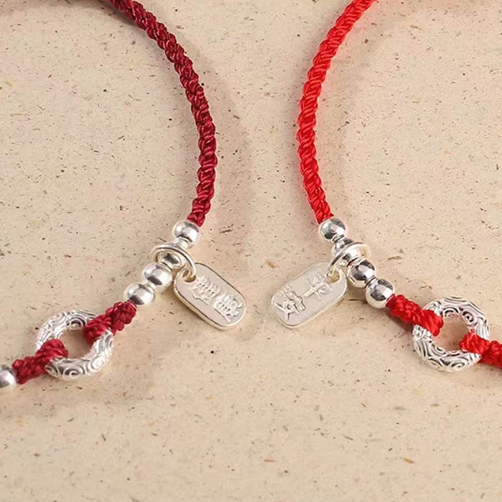 Buddha Stones 925 Sterling Silver Auspicious Clouds Peace Buckle Safe And Sound Bracelet Anklet - image 3