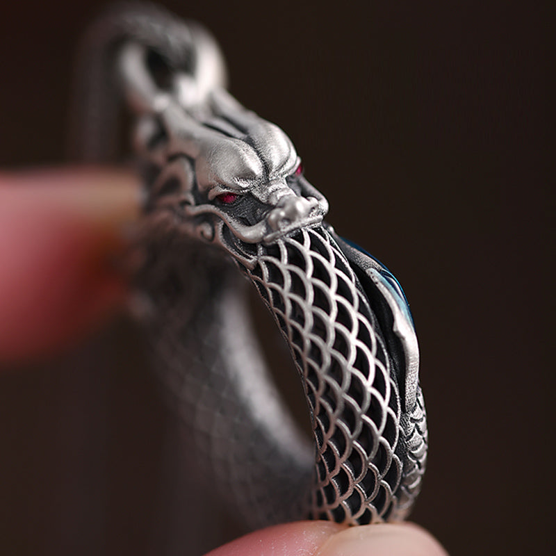 Buddha Stones 999 Sterling Silver Year Of The Dragon Auspicious Peace Buckle Carved Success Necklace Pendant - image 7