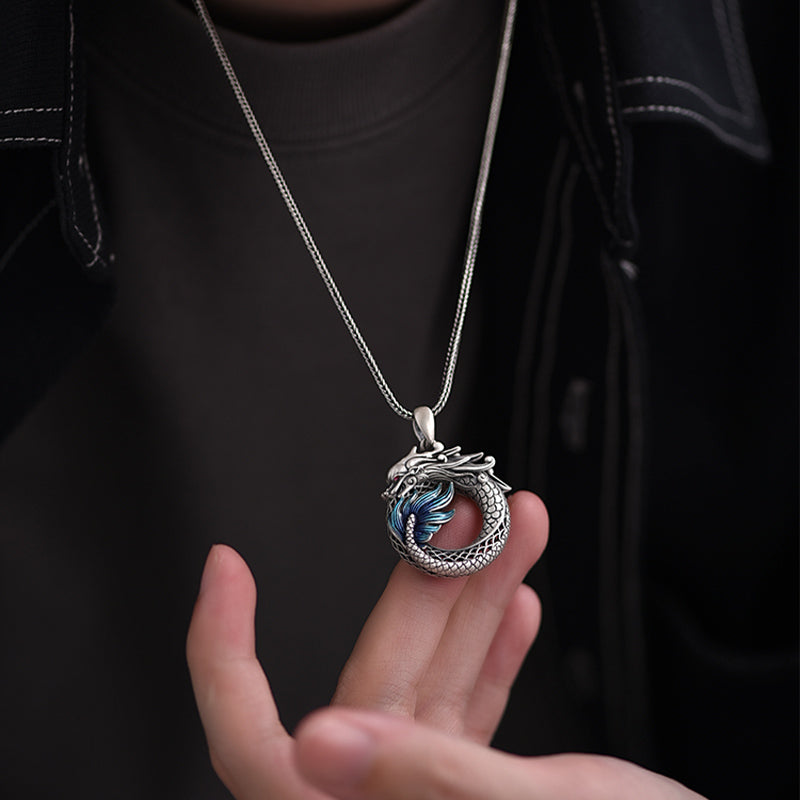 Buddha Stones 999 Sterling Silver Year Of The Dragon Auspicious Peace Buckle Carved Success Necklace Pendant - image 12