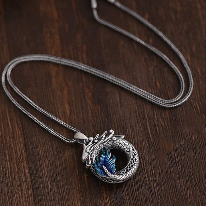 Buddha Stones 999 Sterling Silver Year Of The Dragon Auspicious Peace Buckle Carved Success Necklace Pendant - image 4