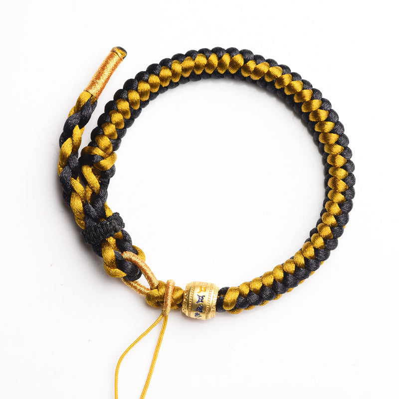 Buddha Stones Handmade Tibetan Black Gold Dragon Scale Rope Om Mani Padme Hum Purity Bracelet - image 6