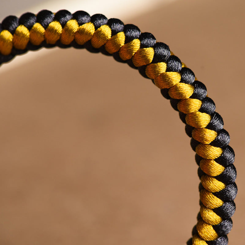 Buddha Stones Handmade Tibetan Black Gold Dragon Scale Rope Om Mani Padme Hum Purity Bracelet - image 5