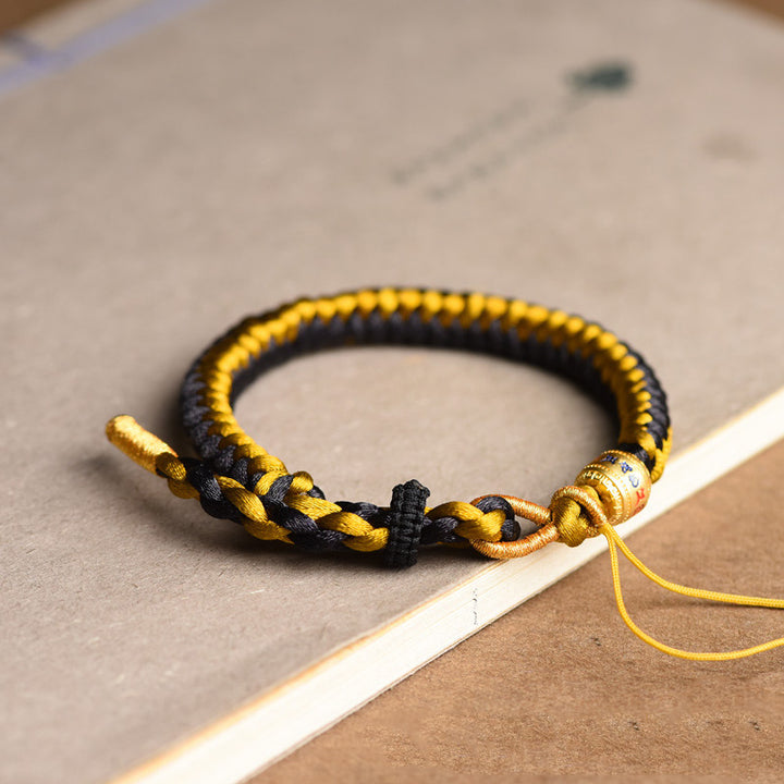 Buddha Stones Handmade Tibetan Black Gold Dragon Scale Rope Om Mani Padme Hum Purity Bracelet - image 4