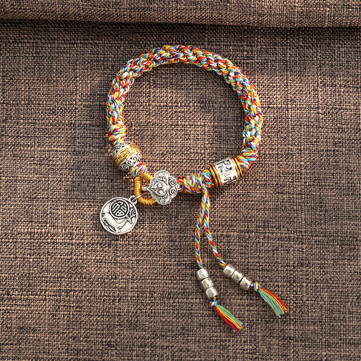 Buddha Stones Handmade Tibetan Om Mani Padme Hum Fu Character Luck Fortune Braided Bracelet - Multicolored(Wrist Circumference 14-18cm) - image 7