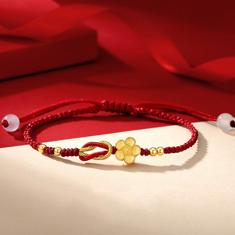 Buddha Stones Handmade 925 Sterling Silver Cherry Blossoms Sakura Chalcedony Luck Bracelet - 14-21cm - image 0